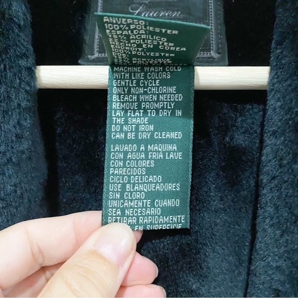 LAUREN Black Faux Suede Vest Lauren Black Label Faux Fur Size Small - Picture 8 of 9